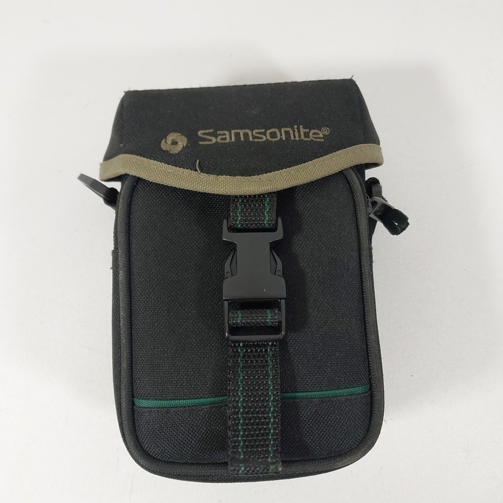 Samsonite Black Green Camera Case Travel Bag 7 x 4 x 3 Belt Loop‎
